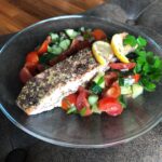 Za'atar Salmon with Israeli Salad