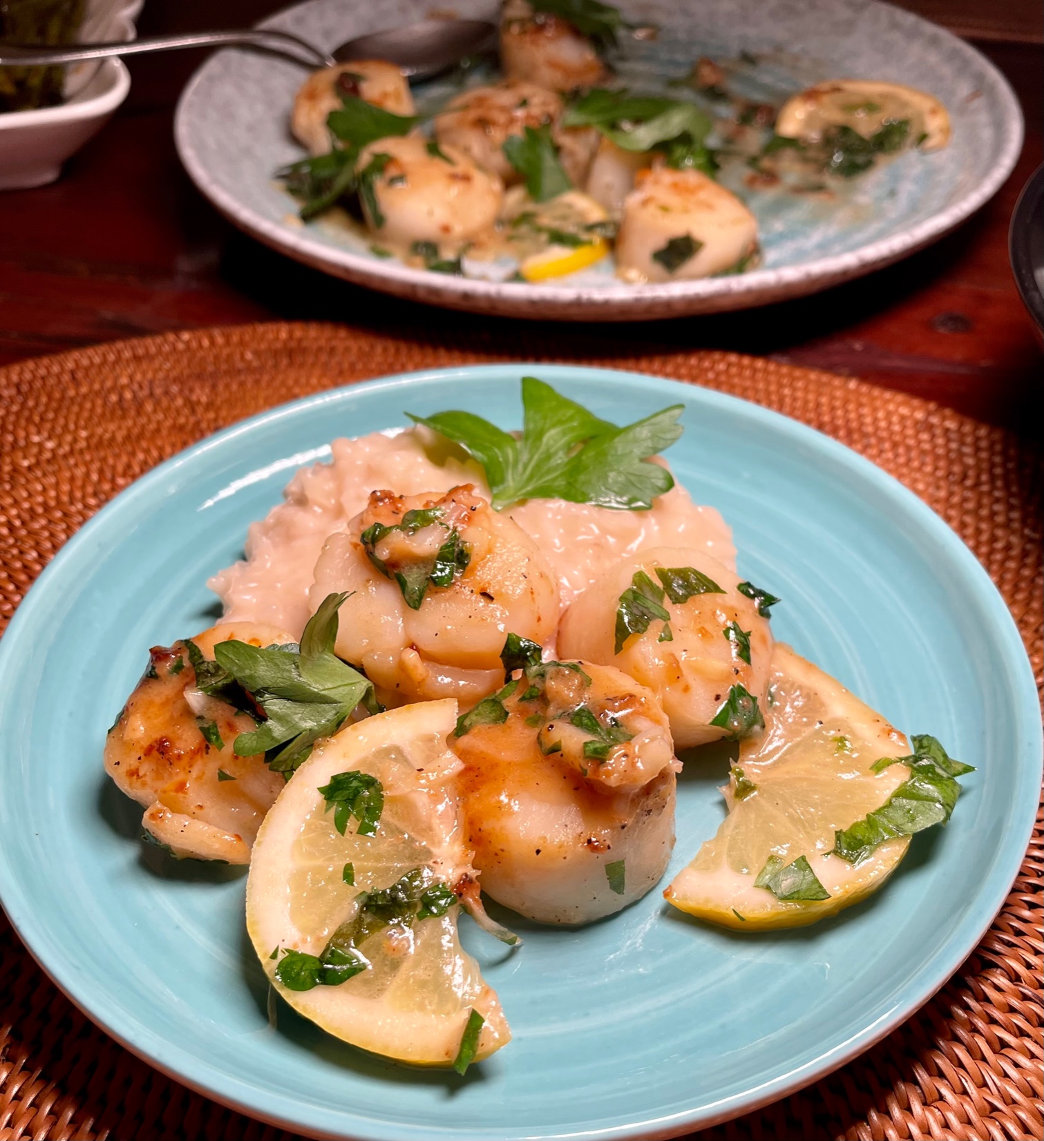 Seared Scallops With Garlic Basil Butter From Inspired Taste Mangia